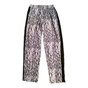 Band of Gypsies Women’s Pants Feather Print Elastic Waist Drawstring High Rise